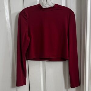 Elegant Maroon Long Sleeve Crop Top